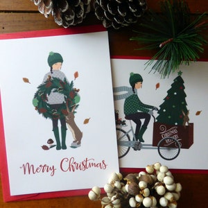 Merry Christmas postcards. Set of 2 festive postcards. Perfect for rabbit lover image 2