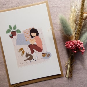 Bon rétablissement. Carte postale. Série "Un lapin à la maison"