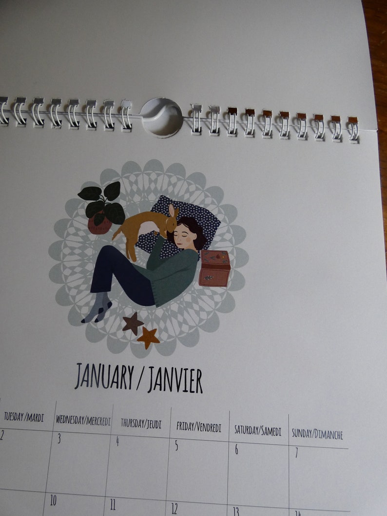2024 calendar. House rabbit Calendar. Perfect Christmas ou Birthday Gift idea for rabbit lovers 2024 Illustrated A4 Wall Calendar. image 4