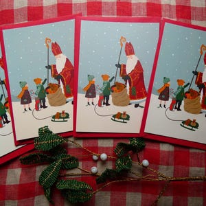 Lot de 4 cartes postales "Saint Nicolas", fête des enfants