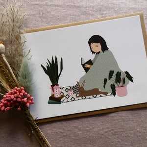 Carte postale "Sous le plaid", série "Un lapin à la maison"