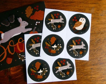 Lot de 8 Stickers rond "Halloween".