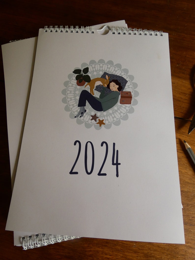 2024 calendar. House rabbit Calendar. Perfect Christmas ou Birthday Gift idea for rabbit lovers 2024 Illustrated A4 Wall Calendar. image 3