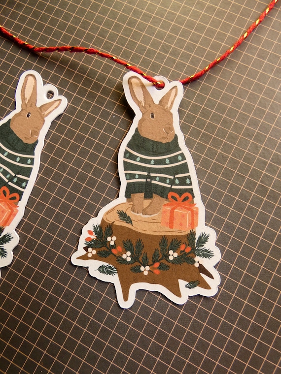 Etiquettes Cadeau Lapin En Pull De Noël. Lot De 3. Parfait Pour Décorer Vos  Paquets De Noël Ou Pour Un Cadeau Hivernal. 