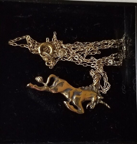 Gold Unicorn necklace & whimsical box - image 2