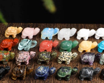Hand Carved Crystal Turtle Figurine, Natural Gemstone Animal Decor, Healing Stone Gift