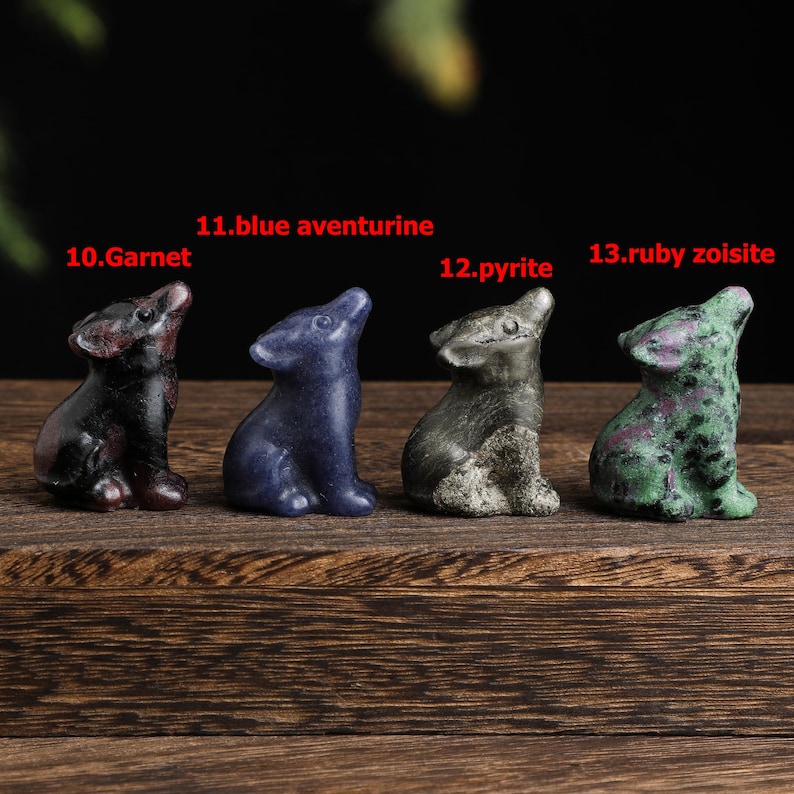 Hand Carved Gemstone Wolf Figurine, Spirit Animal Totem, Wolf Lover Gift image 4
