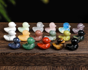 Mini Crystal Duck Carving | Natural Gemstone Healing Figurine, Desk Decor