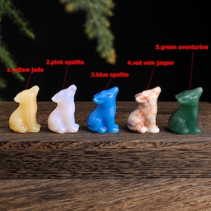 Hand Carved Gemstone Wolf Figurine, Spirit Animal Totem, Wolf Lover Gift image 2