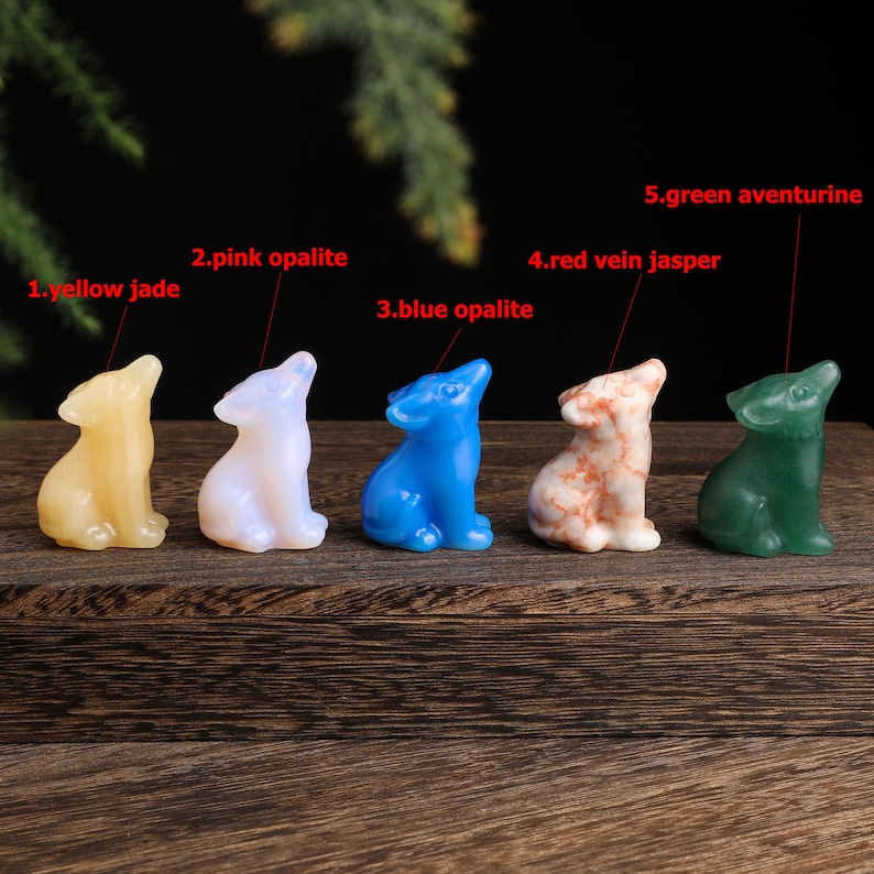 Hand Carved Gemstone Wolf Figurine, Spirit Animal Totem, Wolf Lover Gift image 2