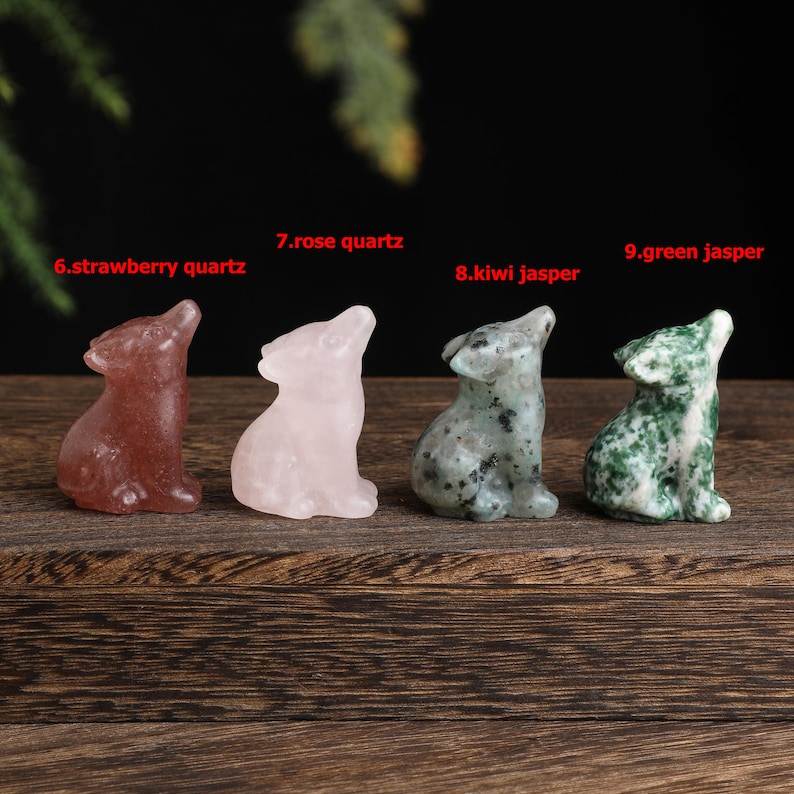 Hand Carved Gemstone Wolf Figurine, Spirit Animal Totem, Wolf Lover Gift image 3