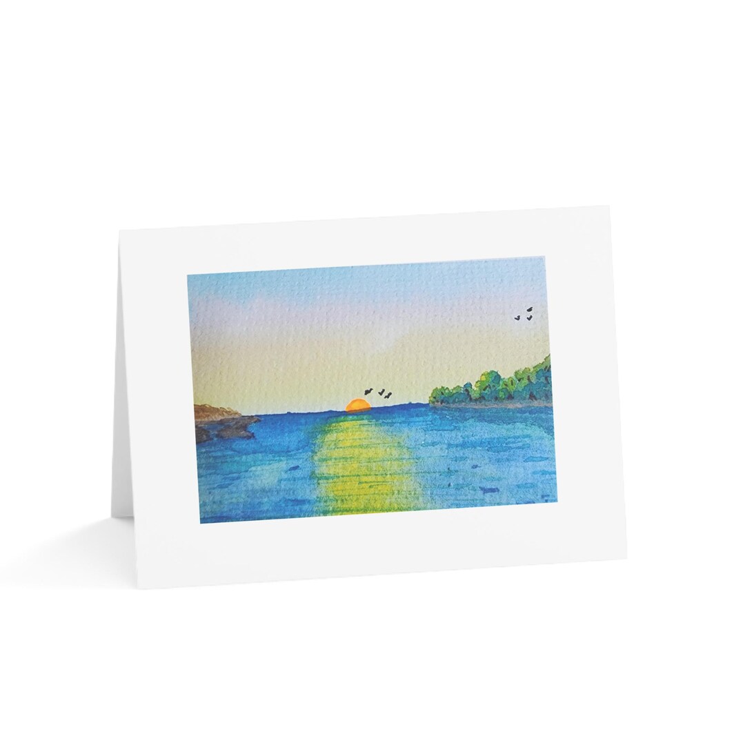 Sunrise Watercolor Note Card Greeting Cards - Etsy