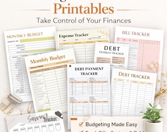 Budget Planner Bundle Printable | Finance Planner PDF | Expense Tracker | Bill Tracker | Savings Tracker | Instant Download