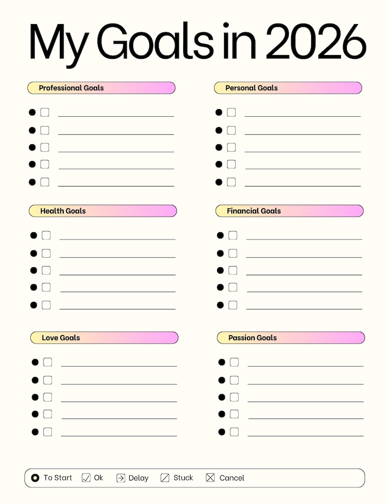 2026 Goal Planner Printable | Life Goals Worksheet | Personal ...