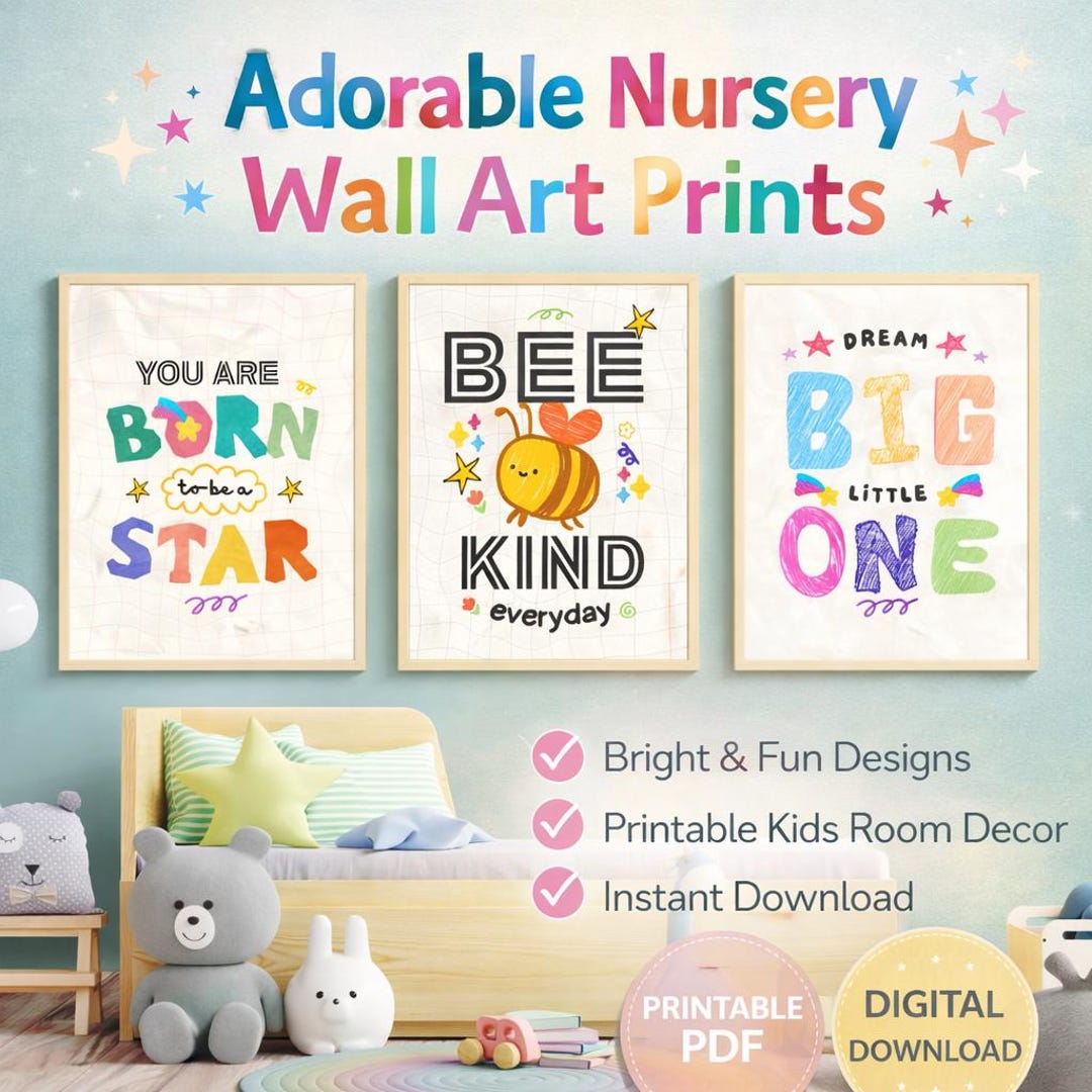 Kids Wall Art Set of 3 Printable | Inspirational Quotes for Kids Room ...