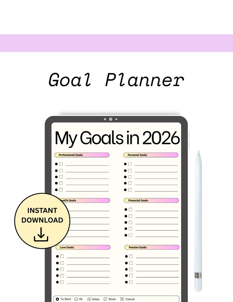 2026 Goal Planner Printable | Life Goals Worksheet | Personal ...