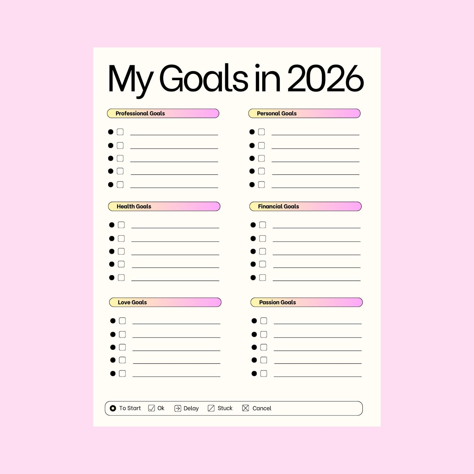 2026 Goal Planner Printable | Life Goals Worksheet | Personal ...