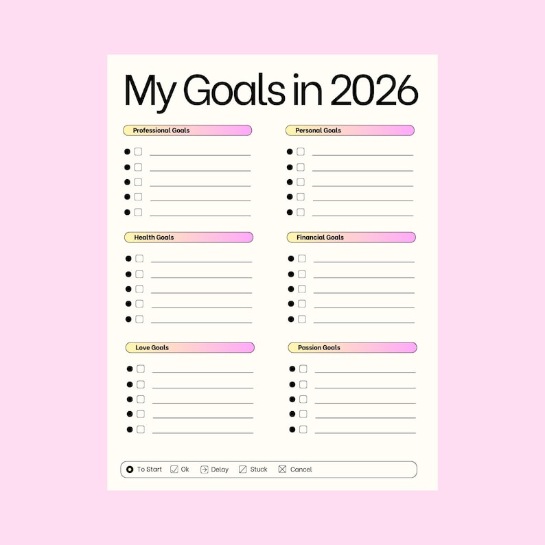 2026 Goal Planner Printable | Life Goals Worksheet | Personal ...
