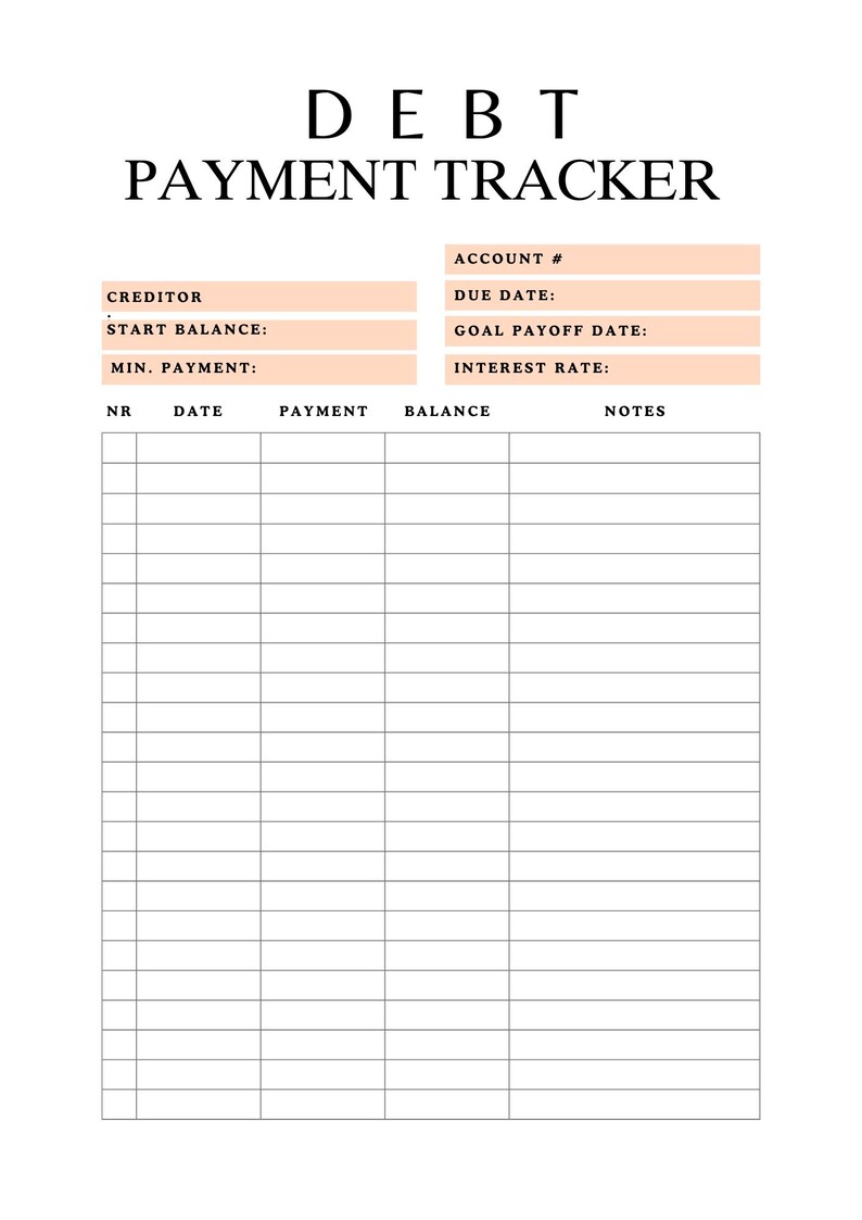 Debt Payoff Tracker Printable | Simple Debt Tracker | Instant Download ...