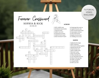 Plantilla de crucigrama de boda personalizado: Juego de beber y resolver (Canva editable, descarga digital)