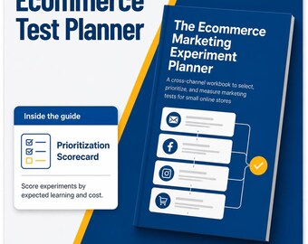 ecommerce marketing strategy ebook - The Ecommerce Marketing Experiment Planner, tests and trackers for small stores