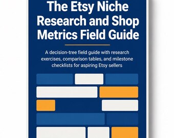 Etsy niche research ebook: Niche selection and shop metrics guide with exercises and comparison tables for new sellers