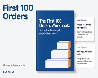 first 100 ecommerce orders ebook: First 100 Orders Workbook for Online Sellers - launch checklist, traffic experiments