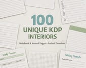 100 KDP Notebook Interiors PDF | Lined, Dotted, Grid, To-Do, Study, Writing & Journal Pages | Low Content Bundle