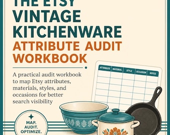Etsy Listing Audit Workbook for Vintage Kitchenware Resellers, Attribute Mapping and SEO Listing Templates Checklist