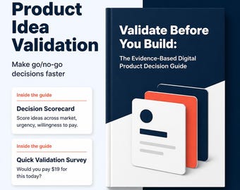 Digital Product Validation Ebook, Validate Before You Build: Evidence-Based Decision Guide for Creators