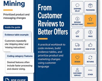 Customer review analysis for ecommerce, review mining workbook to prioritize product positioning and marketing