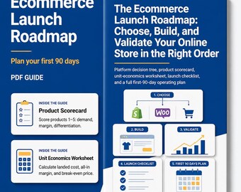 how to start ecommerce store ebook: Ecommerce Launch Roadmap for Shopify, WooCommerce and Marketplaces, 90-Day Checklist