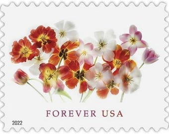 Tulips Beauty Flowers Forever Stamps 2022, Floral Postage Style, Garden Flower Collection, Collectible Stickers