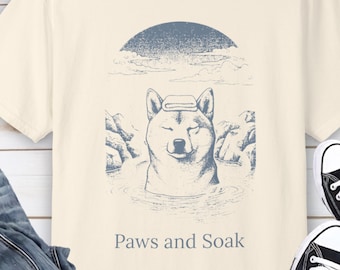 Shiba Inu Onsen Tee, Japanese Hot Spring Dog Gift, Zen Akita Graphic T-Shirt