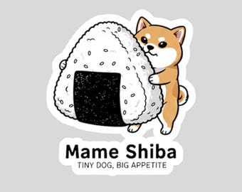 Mame Shiba Inu with Onigiri Sticker | Cute Dog Vinyl Sticker