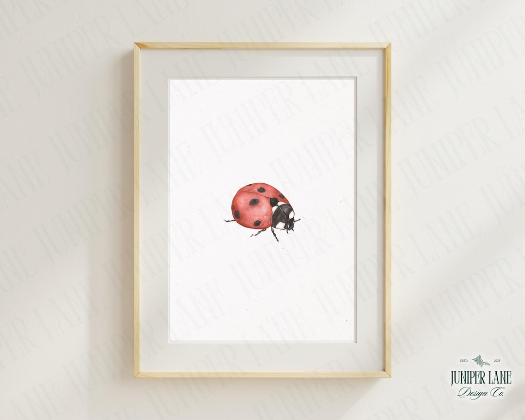 Watercolor Ladybug Print | Woodland Nursery Wall Art Digital Download ...