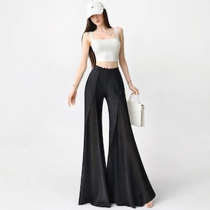 Wide Leg Chiffon Pants - Etsy