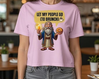 Jewish Humor Let My People Go To Brunch Women’s Heavyweight Boxy Tee Funny Passover Moses Noshing Biblical Humor Gift For Jewish Mom