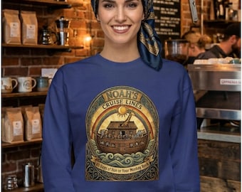 Jewish Humor Premium Sweatshirt Funny Noahs Ark Crewneck Biblical Pun Vintage Jewish Gift