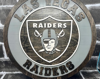 Las Vegas Football Wood Sign – Raiders-Inspired Wall Decor, Handmade Wooden Sports Sign, Man Cave Decor