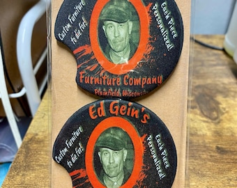 True Crime Horror Car Coasters | Ed Gein | Creepy Gothic Car Decor