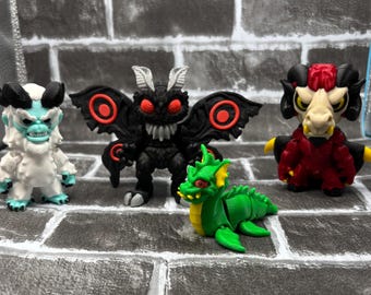 3D Printed Cryptid Flexi Figures | Mini Monster Creatures | Mythical & Creepy Collectibles | Desk Toys | Horror  Fantasy Decor