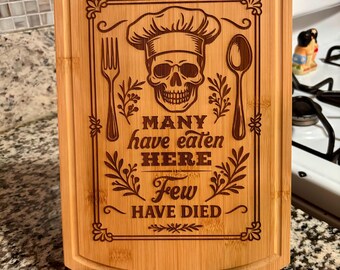Beaucoup ont mangé ici, mais peu sont morts, décoration de cuisine en planche à découper gravée au laser