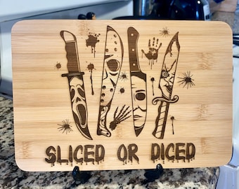 Slice or Diced Horror Spooky Slashers Halloween  Cutting Board