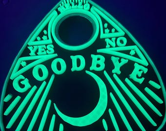 Glow in the Dark Planchette Sign | 3D Printed Ouija Decor