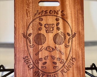 Jason’s “Sliced or Diced Delights” Laser Engraved Cutting Halloween Slasher, Kitchen Decor