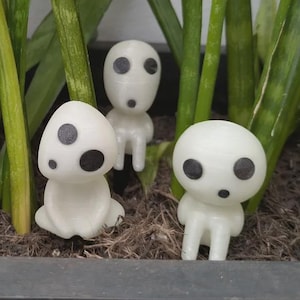 Kodama Garden Stake | 3D Printed Forest Spirit | Ghibli Inspired Plant Decor (Set of 4)