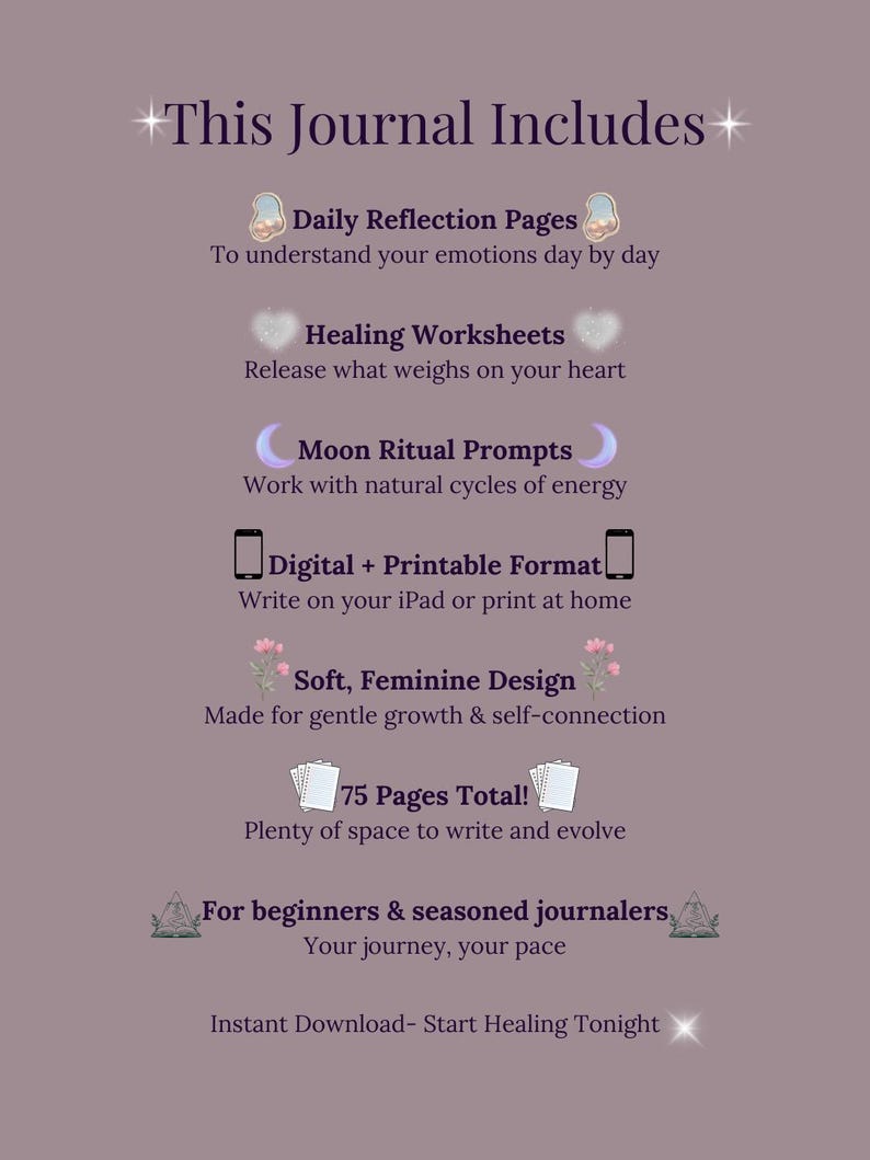 Digital Journal Printable, Guided Self Reflection Journal, Instant ...