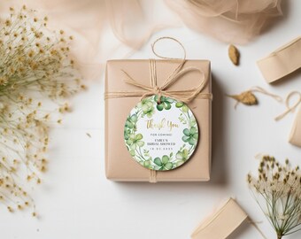 St.Patricks Gift Tag Template, Clover Favor Tag, Irish Favor Tag, Irish Shower Decor, Clover Thank You Stickers, Shamrock Gift Tags