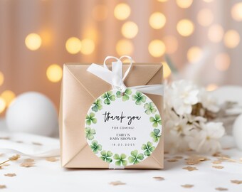 St.Patricks Gift Tag Template, Clover Favor Tag, Irish Favor Tag, Irish Shower Decor, Clover Thank You Stickers, Shamrock Gift Tags
